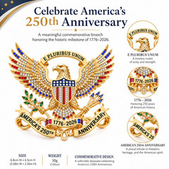 US 250th Anniversary Brooch Pin, USA 250th Anniversary Metal Lapel Pin For Gift