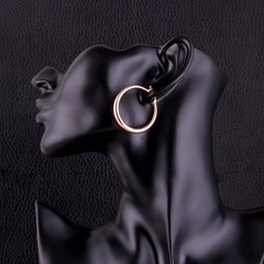 18K Rose Gold Latch Back Hoop Bali Earrings L124