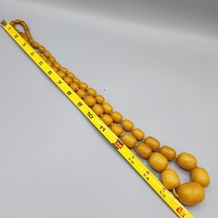 VTG Large Amber Butterscotch Faturan Composite Bakelite Bead Necklace 32″ 108.8g