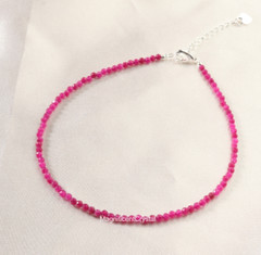 Natural Ruby Anklet Crystal Beaded Anklet Summer Beach Vibe Women Healing Gift