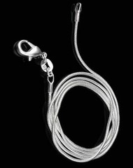 925 Tagged Sterling Silver Plated Snake Chain Necklace 1MM 16-24 inch