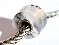 Dendritic Agate wheel charm bead 12.7mm, full silver core for European bracelet