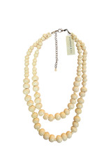 Stephan & Co Women’s Trendy Double Strand Beige Silver Resin Necklace NWT