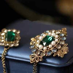 Baroque Rhinestone Brooch Pins Tassel Chain Pearl Brooch Accessories for Women