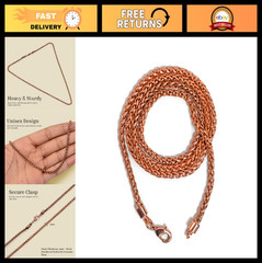 Heavy Solid Copper Twisted Rope Chain Necklace – Long Statement Jewelry Gift for
