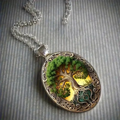 Tree Of Life Oval Jewelry Vintage Silvery Gothic Strength Pendant Necklace