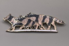 Source Unknown Wolf Pack Brooch Black &Gold