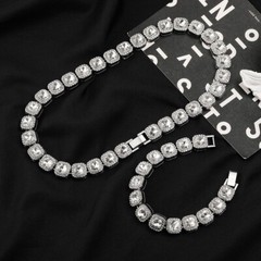 10mm White Gold Plated 1 Row Tennis Chain For Men Women Hip Hop Bracelet Iced
