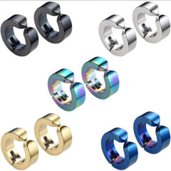 Men Women Clip On Hoop Earrings Stainless Steel Non Piecerd Cartilage Ear Cuffs
