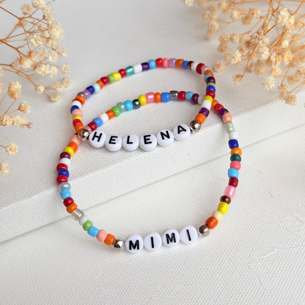 Custom Glass Bead Bracelet , Personalized Name Bracelet , Handmade Jewelry