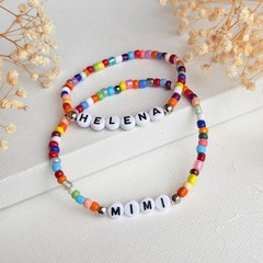 Custom Glass Bead Bracelet , Personalized Name Bracelet , Handmade Jewelry