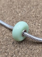 Seafoam Green Glass Murano Lampwork Charm Bead Sterling Silver