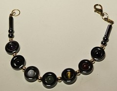 FASHION (2) STRETCH BRACELETS & 1 MULTI COLOR SEMI PRECIOUS STONE BRACELET