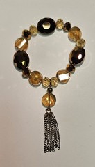 FASHION (2) STRETCH BRACELETS & 1 MULTI COLOR SEMI PRECIOUS STONE BRACELET