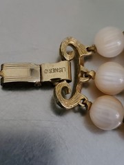 LISNER Vintage Necklace & Bracelet Set Peach Gold Tone Multistrand Adjustable