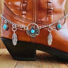 1pcs Western Cowboy Style Vintage Eagle Feather Turquoise Ladies Anklet Footband