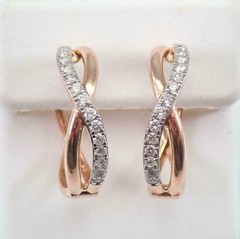 Round Cut Simulated Diamond Pretty Huggie Hoop Earrings In 14k Rose Gold Plated