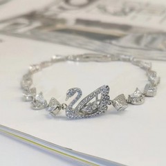 High Version Swan Button Beating Heart Bracelet With Swarovski Elements Crystal
