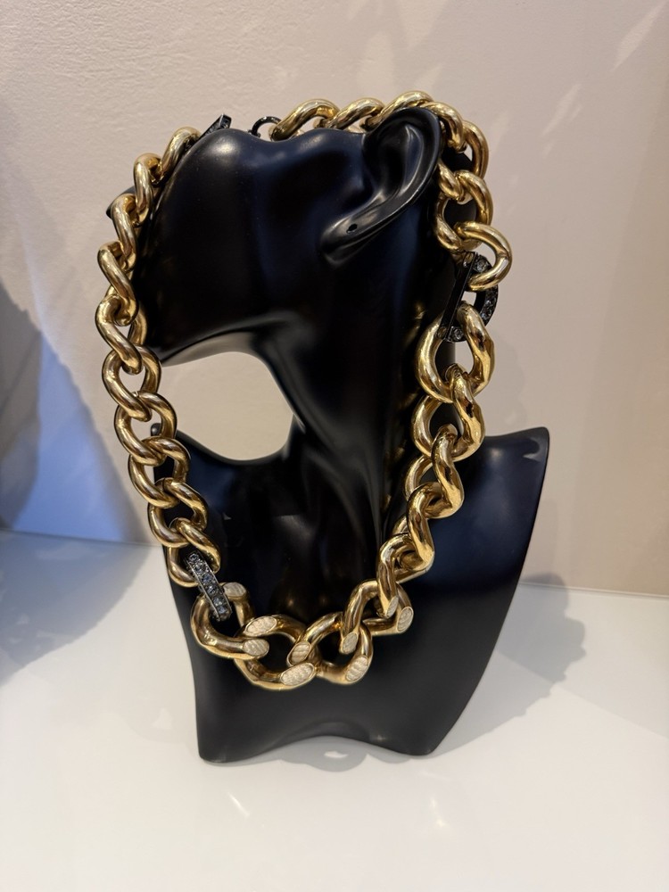 LANVIN Vintage Large Chain with Crystals Necklace