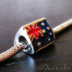Aussie Pride Australia Flag European Charm Bead For Large Hole Charm Bracelets