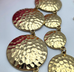 Hammered Gold Tone Disc Statement Necklace Layered Circle Bib 23 In adj. Modern