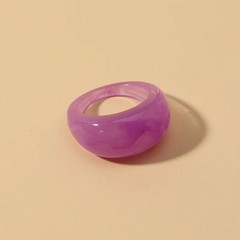 Transparent Acrylic Geometric Ring Round Resin Band Lightweight Jewelry