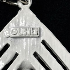 Lisner White Enamel Open Diamond Geometric Pendant Mod Statement