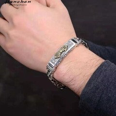 20cm Silver Plated Bangle Bracelet Chain Popular Vintage Jewelry Men’s Gift HOT