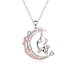 Possum Necklace for Women – 925 Sterling Silver Opossum Moon Pendant Necklace…