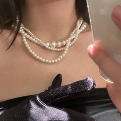 Triplet Layered Faux Pearl Necklace