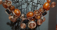 Chunky Decorative Copper Wrapped Variable Necklace