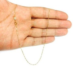 10k Real Solid Gold Mirror Box Chain Necklace, 0.6mm (24 Inches, Yellow Gold)