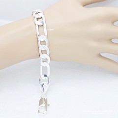 Bracelet 8.2 in .925 Sterling Silver 12 mm Figaro Link Cuban Chain 25 grams