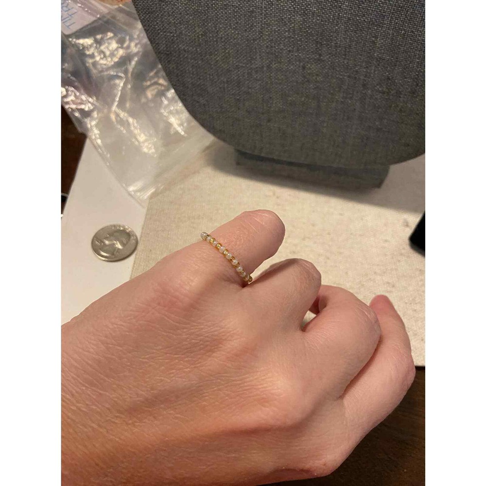Little opalescent bead ring adjustable size 6 up to 10