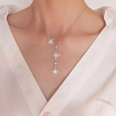 Stunning Snowflake Necklace Round Cut Simulated Diamond 14K White Gold Plated
