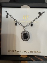 BP Hematite Plated Lab-Created Onyx Sandstone CZ Halo Necklace 18″ NK74620