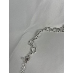 Silver Tone Oval Link Chain Necklace Dainty Minimalist Layering Jewelry