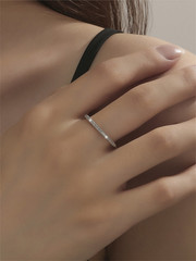 Womens Minimalist CZ Ring Thin Stacking Eternity Band Wedding Cubic Zirconia