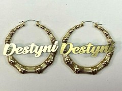 Bamboo Earrings Name Plate Personalized 1.5 2.5 3.5″ Size Choice Custom LaserCut