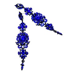 Blue Rhinestone Chandelier Drop Earrings Pageant Drag Prom Bridal Jewelry 4.2 in