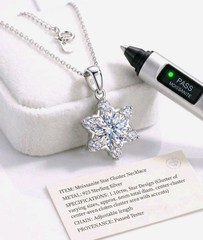 1.10ctw, Lab Grown Moissanite Star Cluster Pendant Necklace S925 Tested/GRA Cert