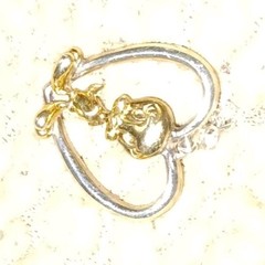 Silver Tone Heart Charm Pendant Necklace, Rope Chain, Gold Tone Cartoon Charm
