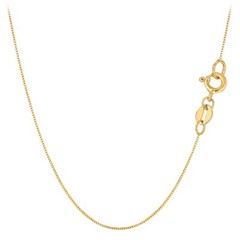 10k Real Solid Gold Mirror Box Chain Necklace, 0.6mm (24 Inches, Yellow Gold)