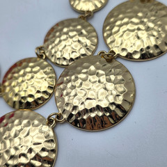 Hammered Gold Tone Disc Statement Necklace Layered Circle Bib 23 In adj. Modern