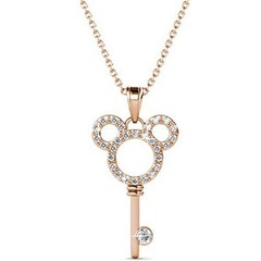 0.25 Ct Round Simulated Diamond Mickey Mouse Key Pendant 14k Rose Gold Plated