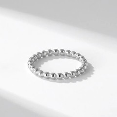 Stackable Ring Stainless Steel 2mm Beads Eternity Band Anniversary Jewelry