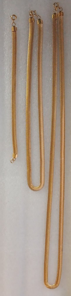 3 Lot Herringbone Flat Snake Slithery Soft Necklaces & Bracelet Set
