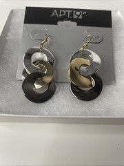 New W/ Tag Apt. 9 Round Silver Gold Black Tone Minimalist Oval Bead Earrings