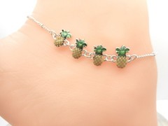 Pineapple Anklet Ankle Bracelet Silver Plated NEW