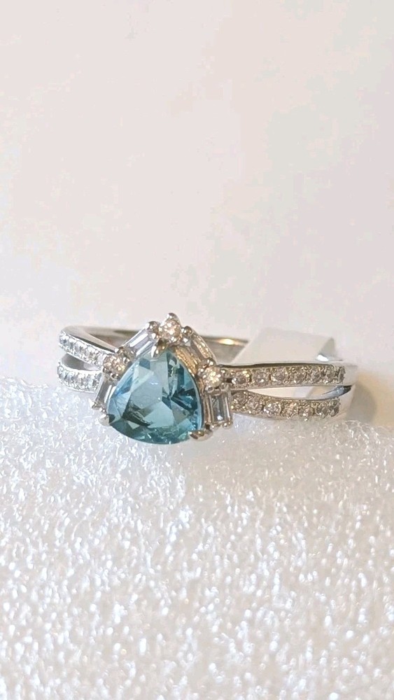 NWT Bomb Party Sterling Silver Lab Created Trillion Paraiba Tourmaline Ring Sz10